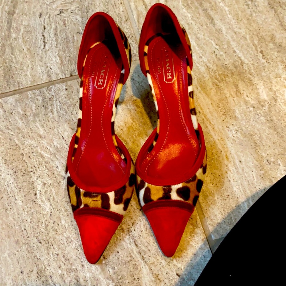Low heel coach leopard print shoes